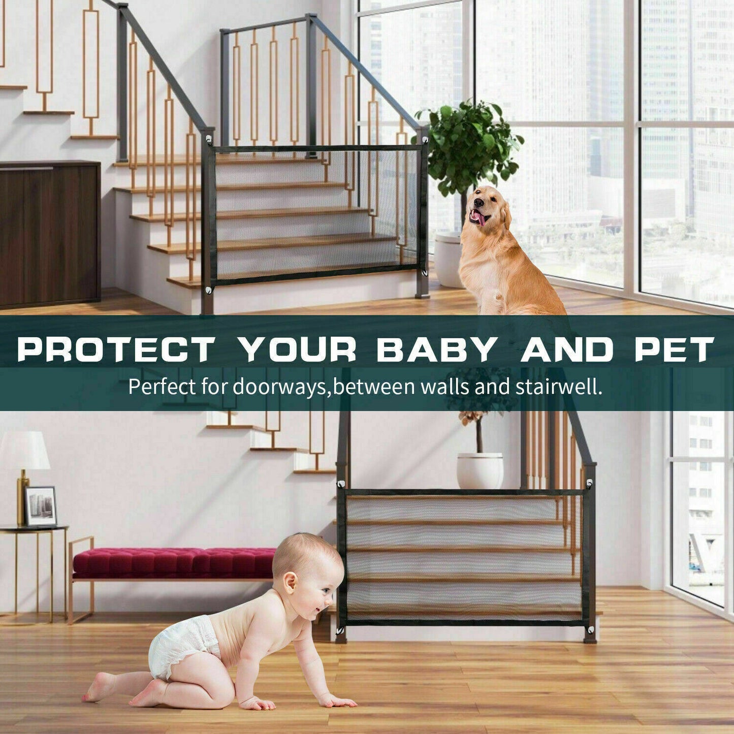 Pet Safety Mesh Fence Gate